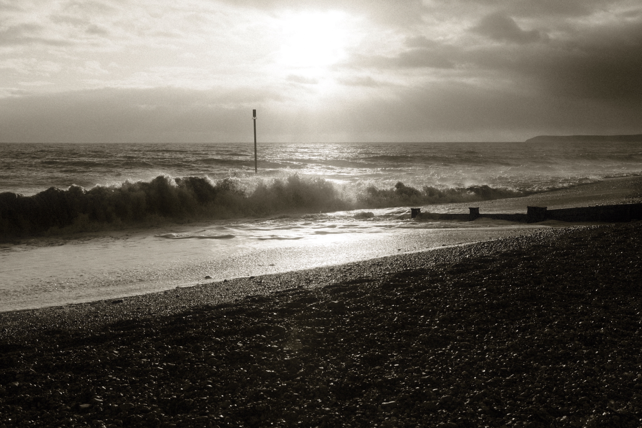 A coastal photo just of the Bexhill promenade on a windy day